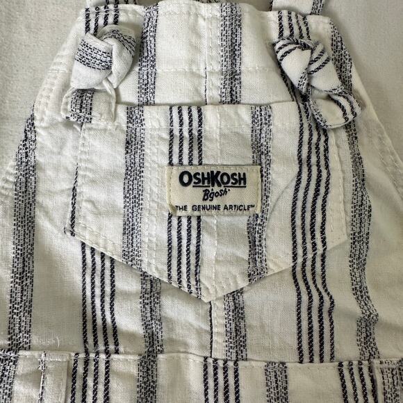 NWT OshKosh B'gosh White & Navy Striped Fabric Overalls Sz 12 Mo - Picture 4 of 7